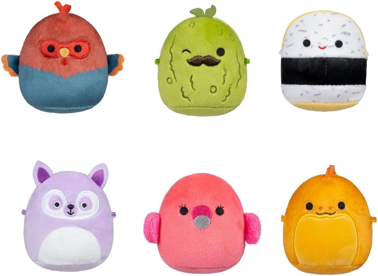 Squishmallows Micromallows Peluche Confezione da 6 (Charles, Onel, Cookie, Reed, Mo, Layla)