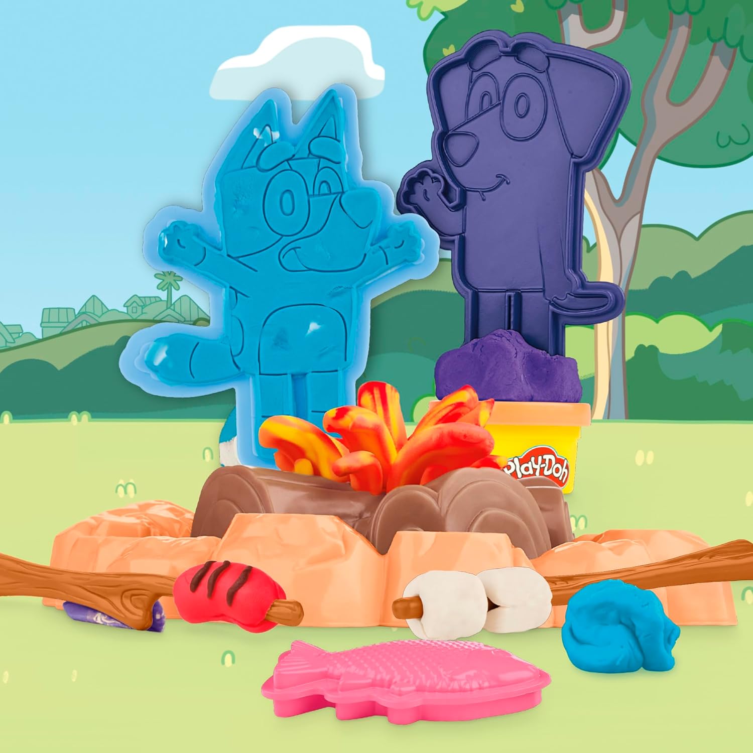 Play-Doh Bluey va camper ensemble de jeu | Aventure autour d'un feu de camp avec Bluey, Bingo et Jean-Luc | Jouet d'art et d'artisanat pour enfants à partir de 3 ans