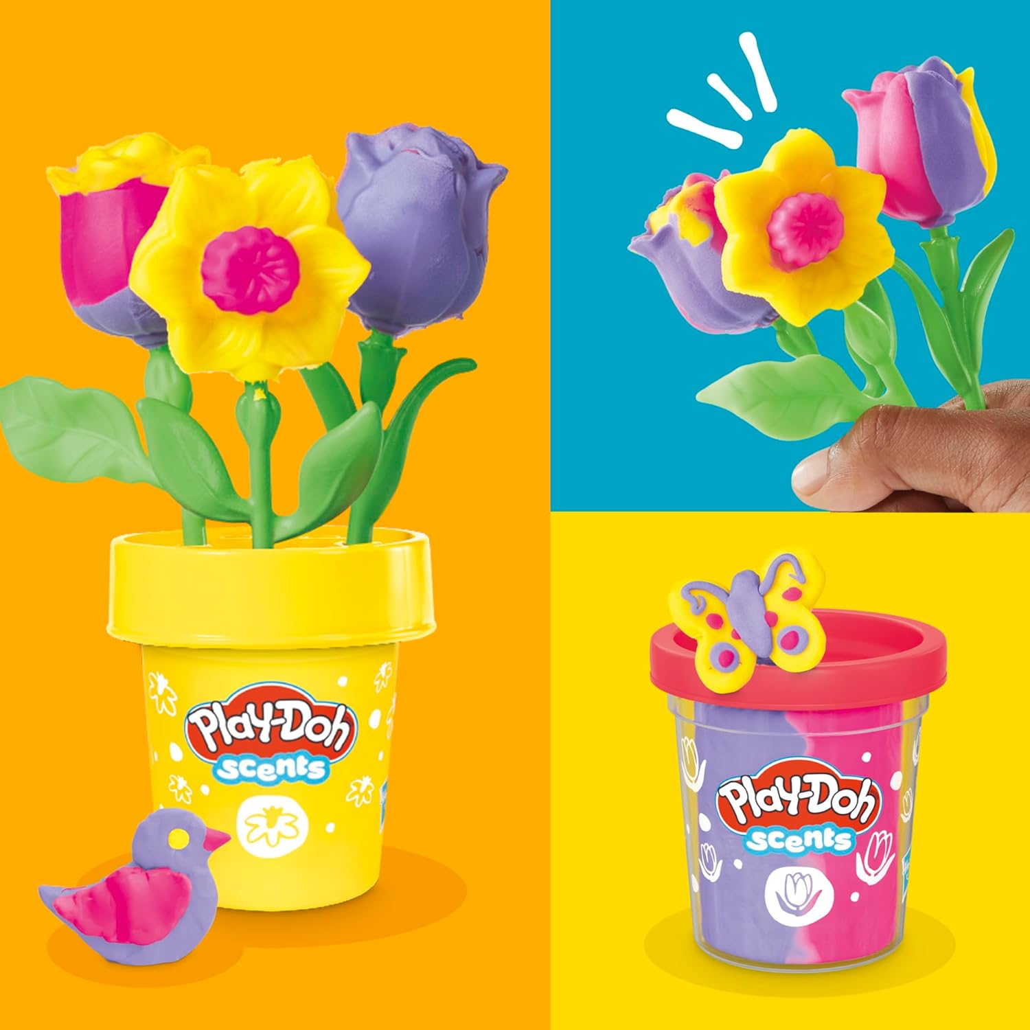 Play-Doh Tulipes et jonquilles Fleur Jouet | Composé de modelage parfumé aux fleurs | Kit d'art et d'artisanat pour enfants à partir de 3 ans