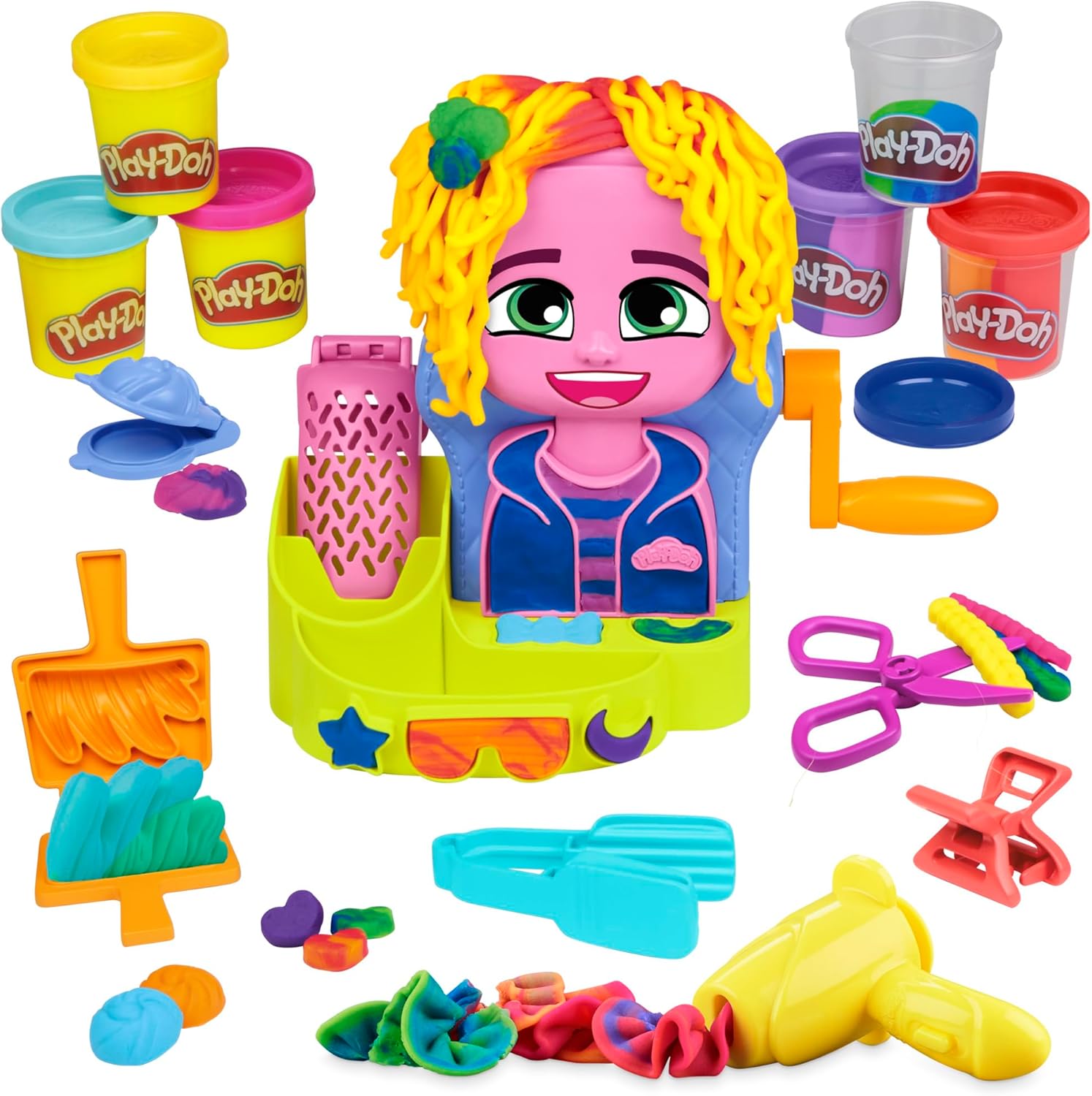 Play-Doh Friseursalon-Spielset | Erstellen Sie verrückte Frisuren mit 6 Play-Doh-Farben | Rollenspiel-Spielzeug für Kinder ab 3 Jahren