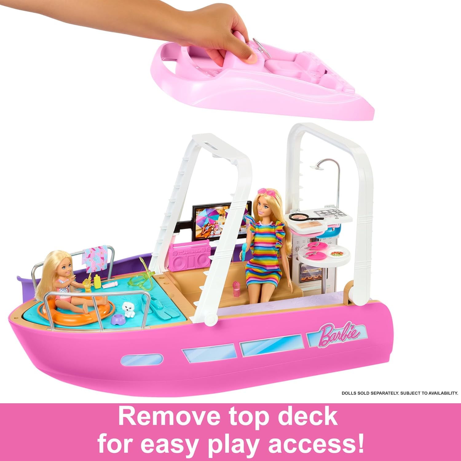 Barbie Dream Boat Playset | 20+ Ocean-Themed Accessories | Pool, Slide & Dolphin | Ages 3+