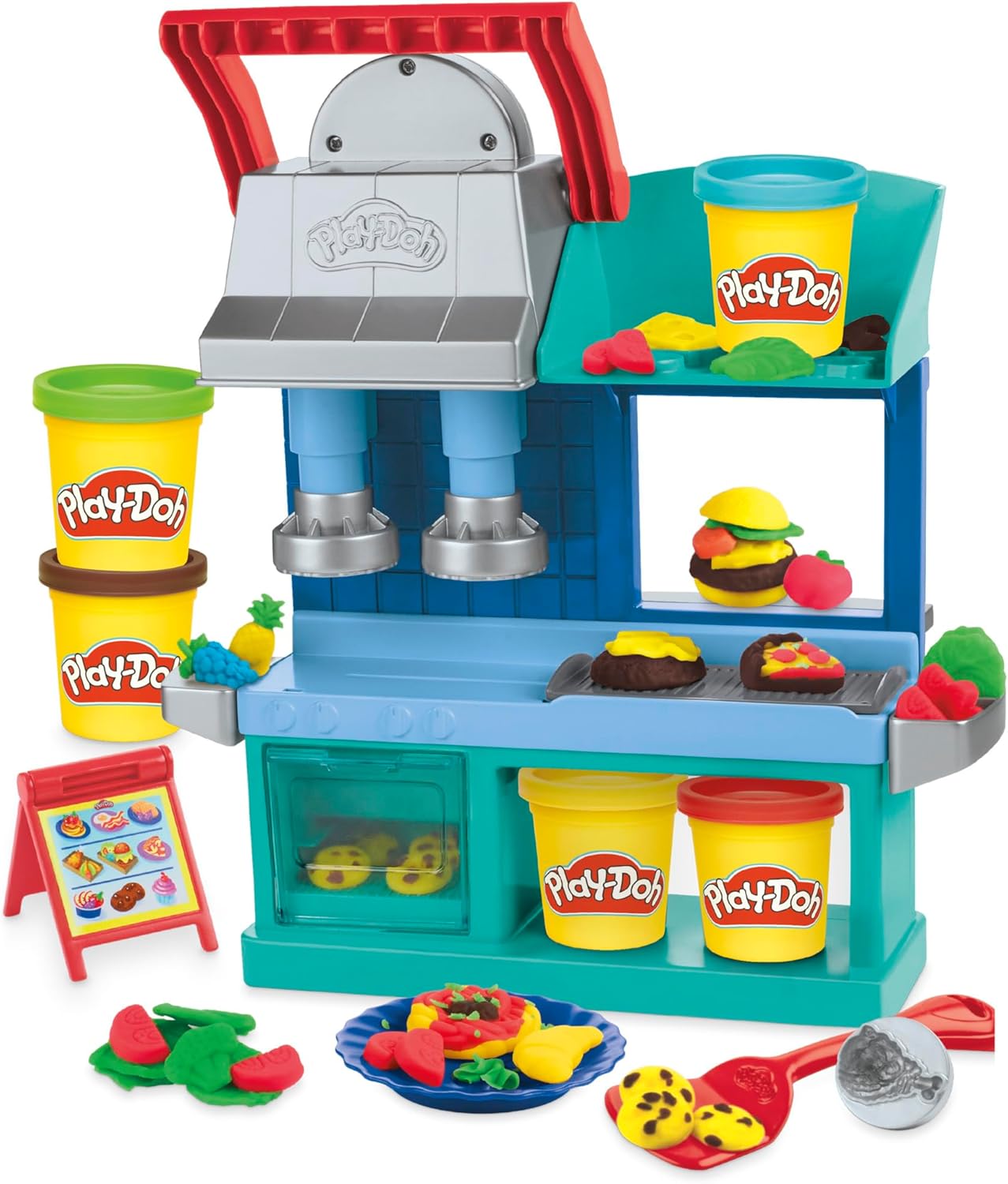 Play-Doh Kitchen Creations Busy Chef’s Restaurant-Spielset | 2-seitiges Küchen-Kochspielzeug für Kinder ab 3 Jahren