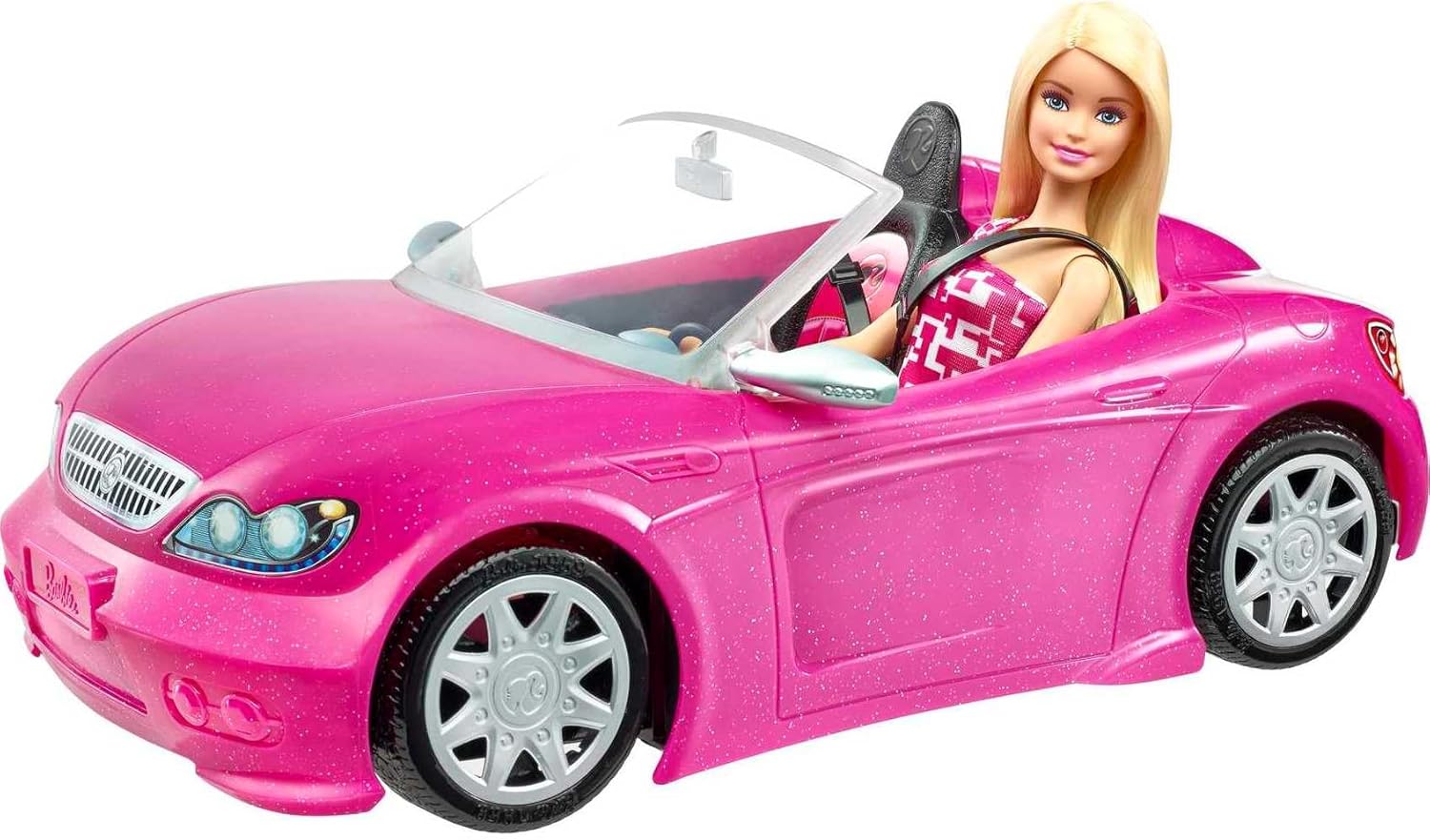 Barbie Convertible Playset with Fashion Doll | Sparkly Pink Car & Accessories | Ages 3–7