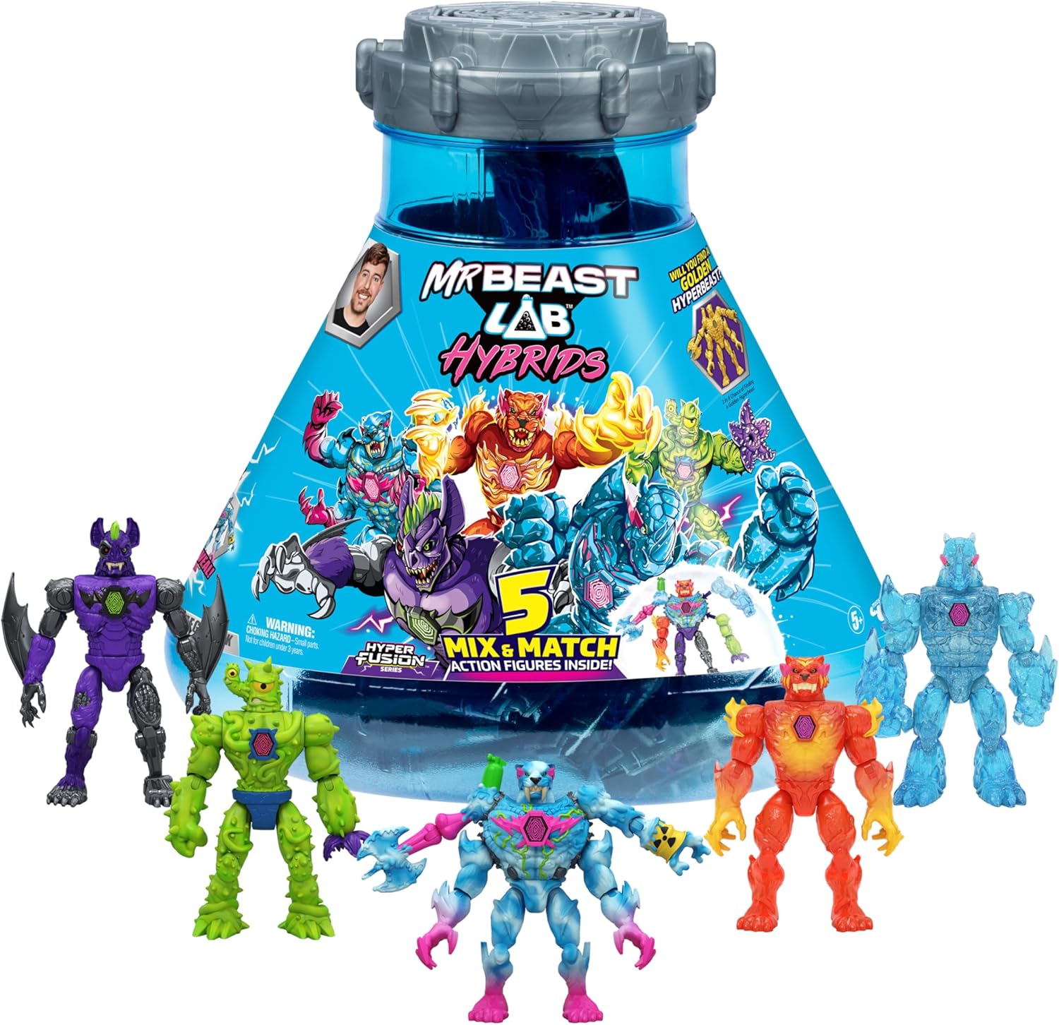 MrBeast Lab Hybrids Mega Pack – Hyper Fusion-Serie | Erstellen Sie 5 Mix & Match-Figuren + Mega-Torso-Panther