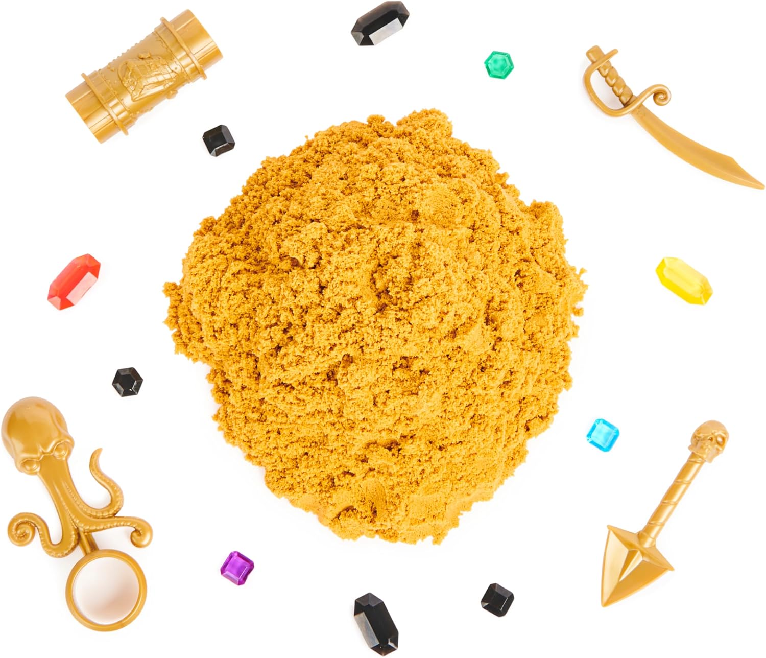 Kinetic Sand, Treasure Hunt with 14 Surprise Reveals & 737 g rare Shimmer Gold Play Sand