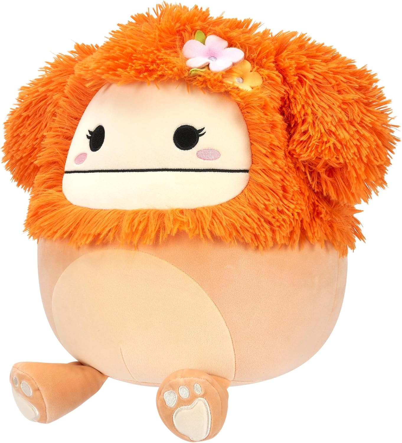 Squishmallows Fuzz-A-Mallows Shasta Peach Bigfoot mit tropischer Blume
