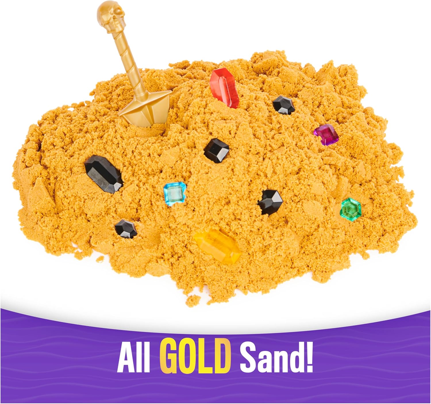 Kinetic Sand, Treasure Hunt with 14 Surprise Reveals & 737 g rare Shimmer Gold Play Sand