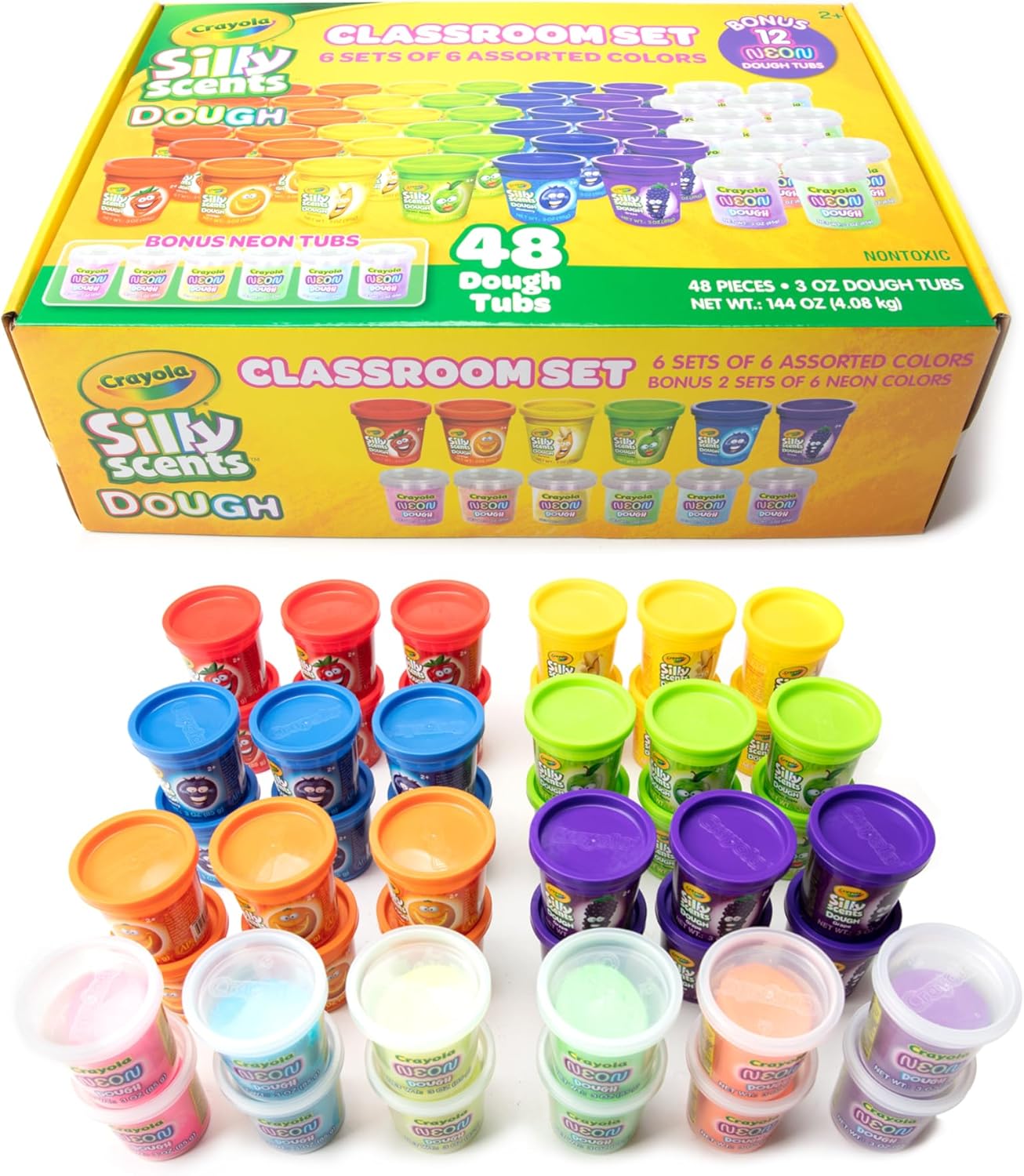 Crayola Silly Scents Play Dough 48-Pack | Scented & Neon Modeling Compound for Kids | Non-Toxic Party Favor Set for Ages 3+