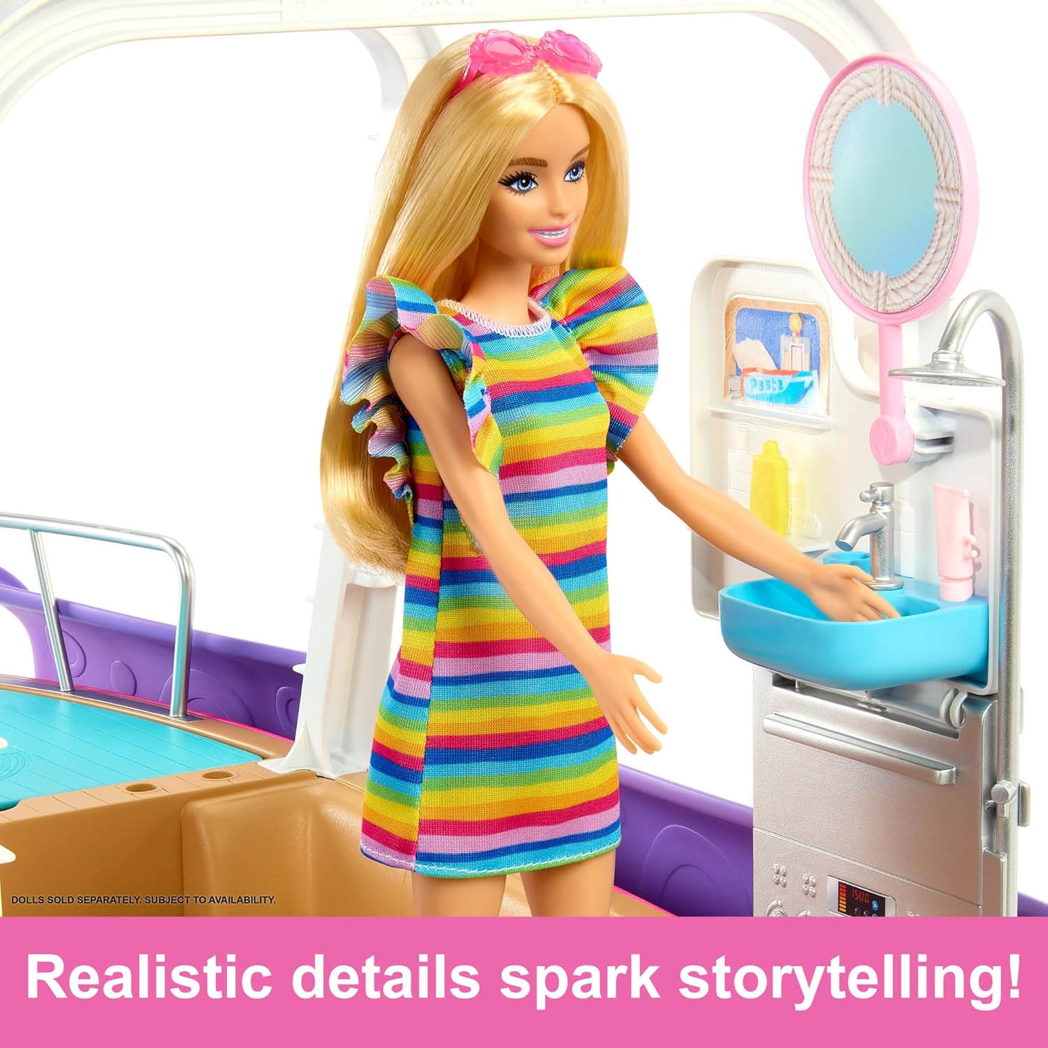 Barbie Dream Boat Playset | 20+ Ocean-Themed Accessories | Pool, Slide & Dolphin | Ages 3+