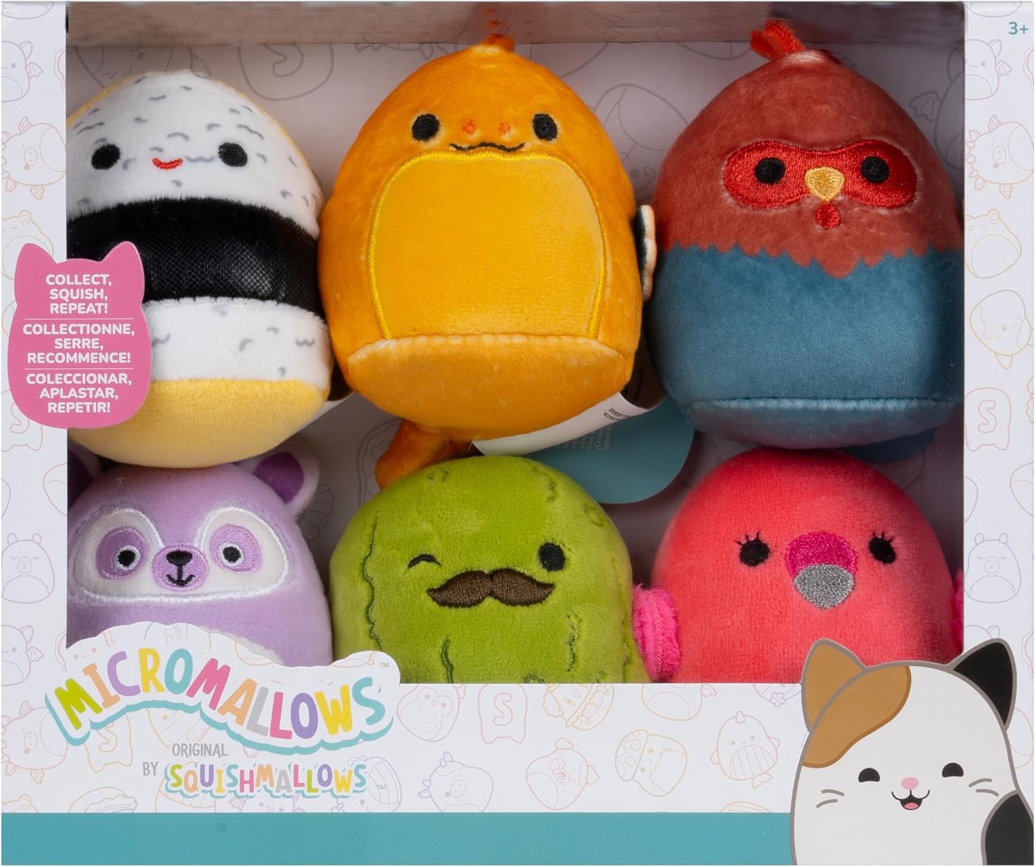Squishmallows Micromallows Peluche Confezione da 6 (Charles, Onel, Cookie, Reed, Mo, Layla)