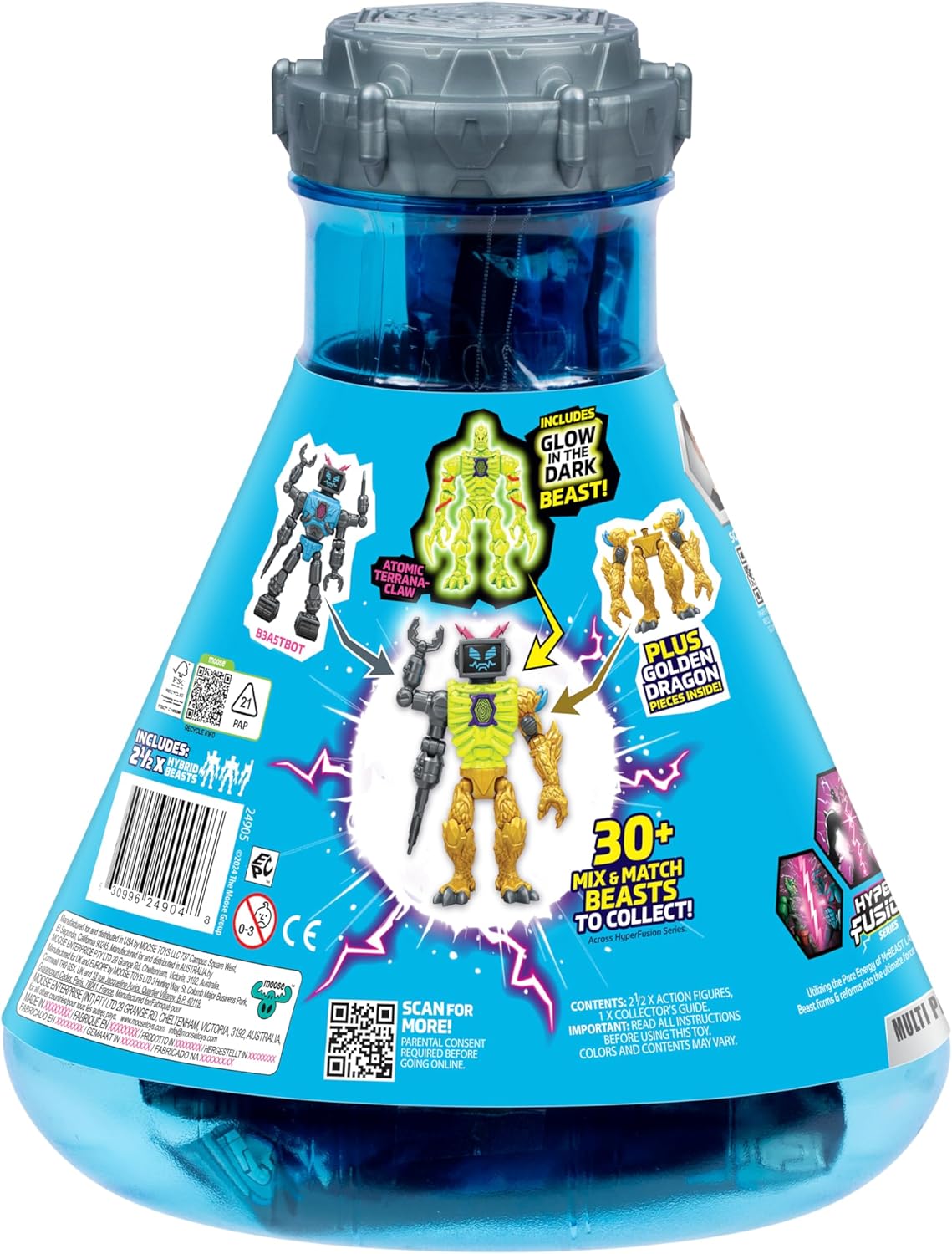 MrBeast Lab Hybrids Multi Pack – Hyper Fusion-Serie | Erschaffe 2 Hybridbestien + Teile des Golden Panther Dragon