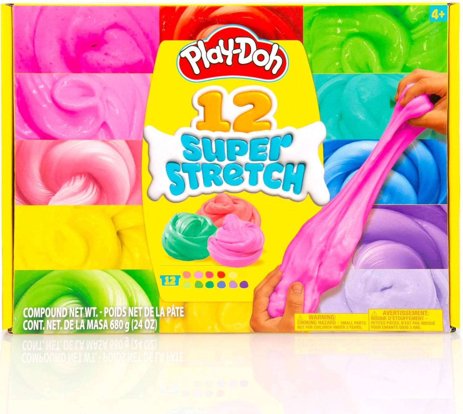 Play-Doh Super Stretch 12er-Pack | Sortenset mit 12 Farben | Sensorisches Verbundset für Kinder im Alter von 8–12 Jahren