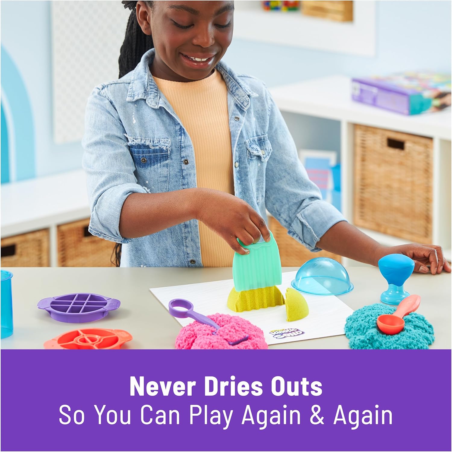 Kinetic Sand, Ultimate Sandisfying Set with 907g Play Sand (Pink, Yellow & Teal), 10 Tools & Molds-21,99