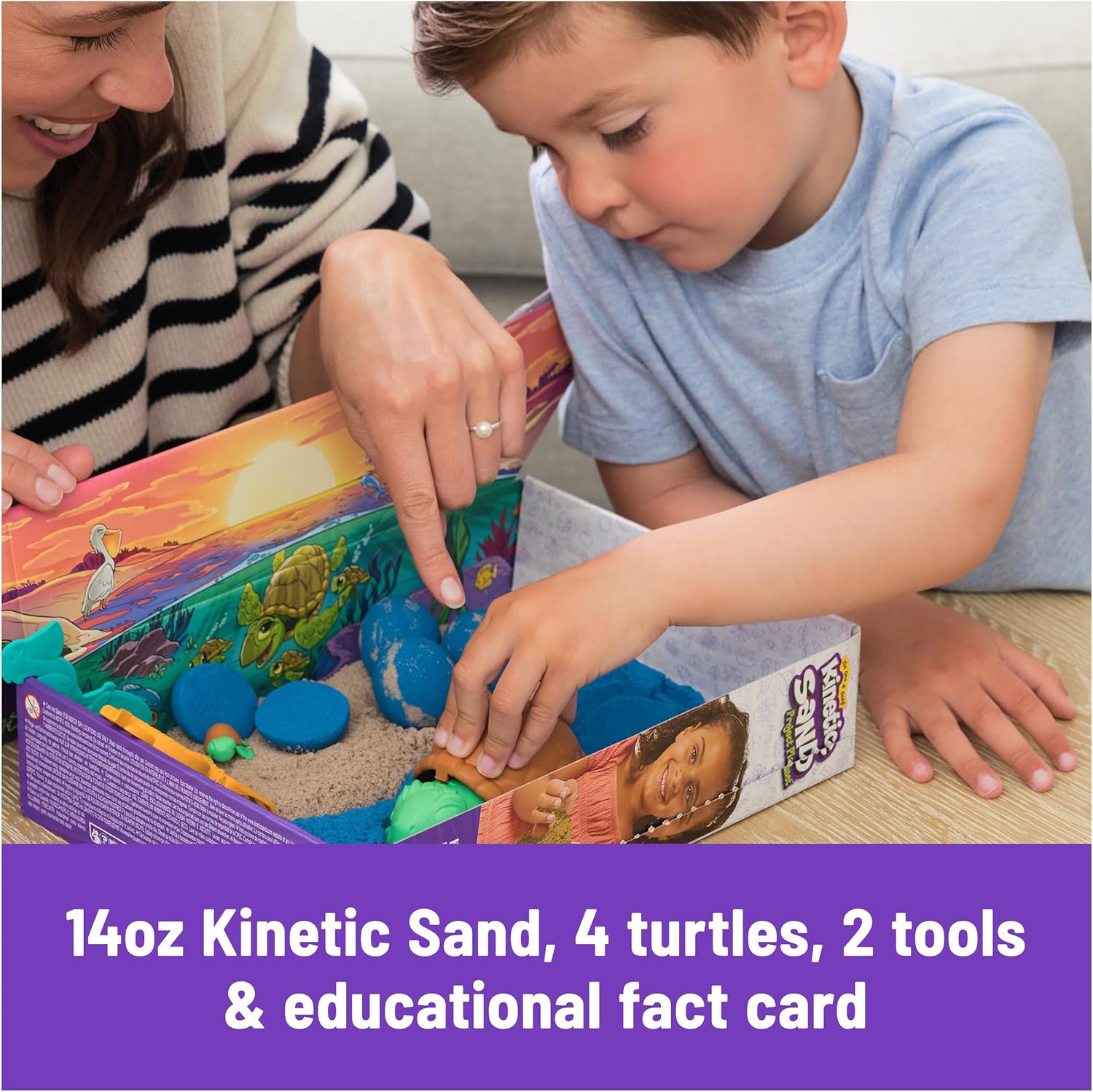 Kinetic Sand, Project Planet Turtle Beach with 396g Play Sand, Tools & Molds