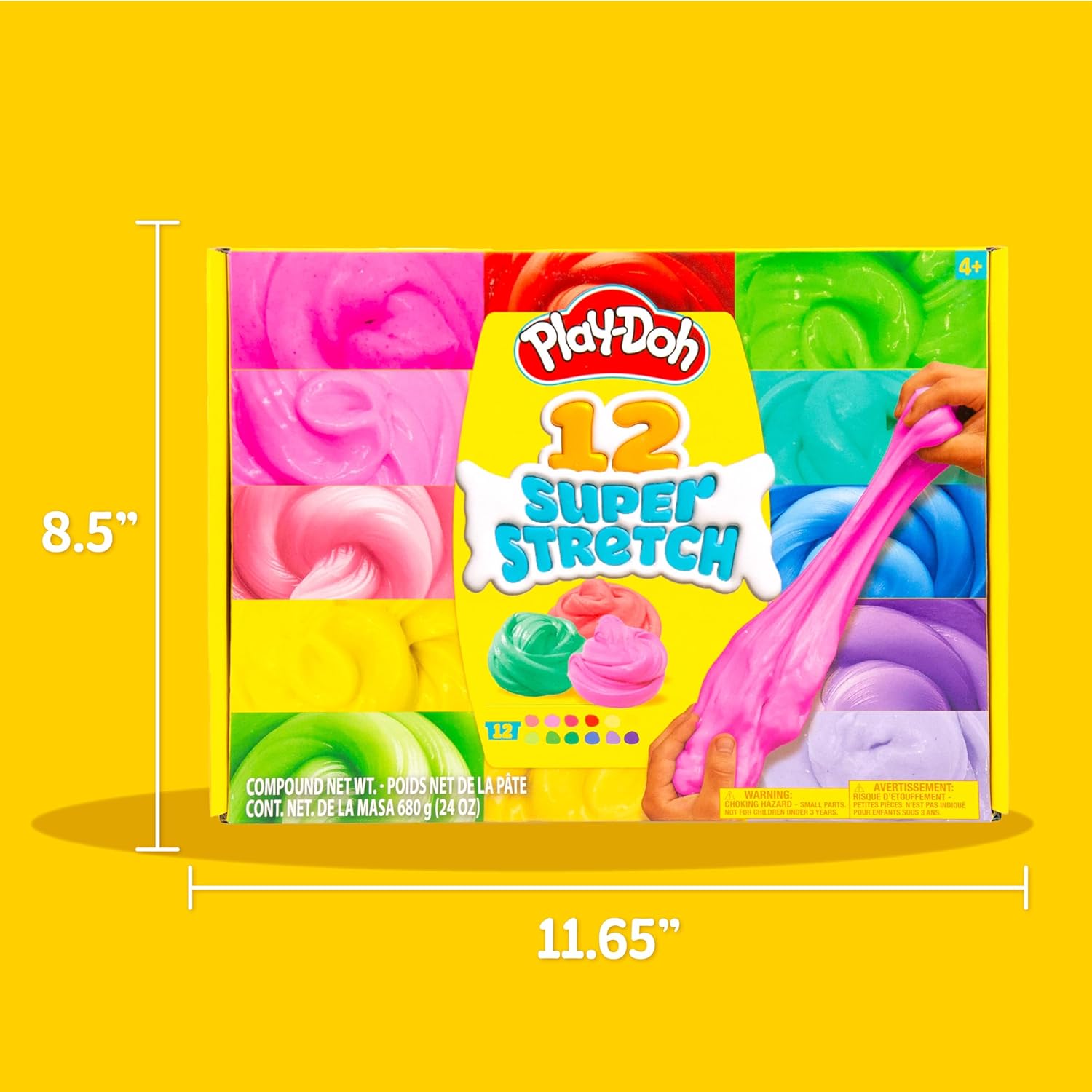 Play-Doh Super Stretch 12er-Pack | Sortenset mit 12 Farben | Sensorisches Verbundset für Kinder im Alter von 8–12 Jahren