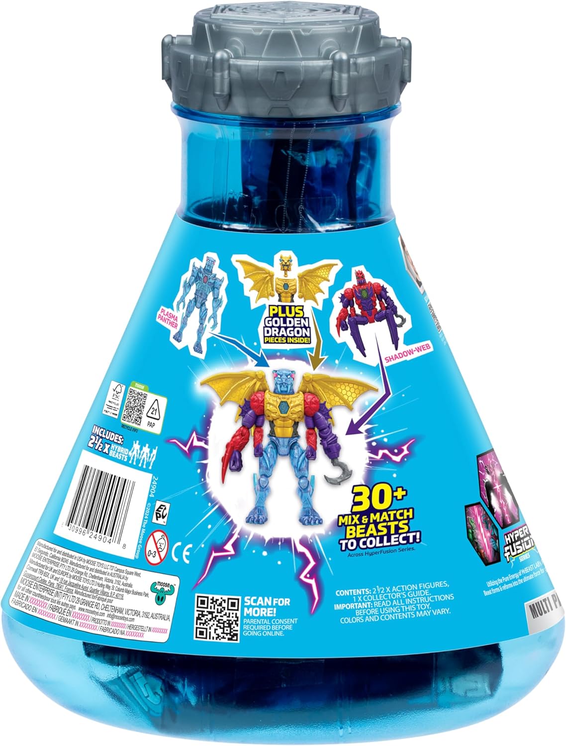 MrBeast Lab Hybrids Multi Pack – Hyper Fusion Series | Create 2 Hybrid Beasts + Parts of the Golden Panther Dragon (Spider vs Energy Panther)