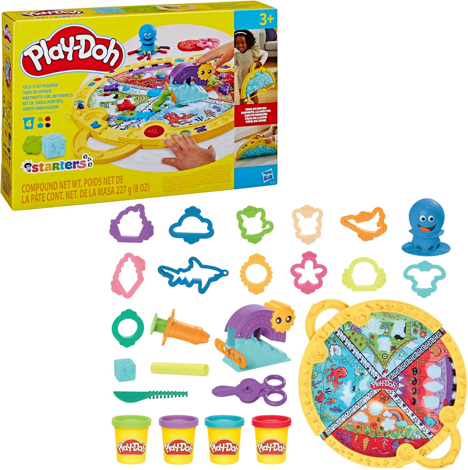 Play-Doh Fold & Go Spielmatten-Starterset | Tragbares Kunst- und Bastelset für Kinder ab 3 Jahren