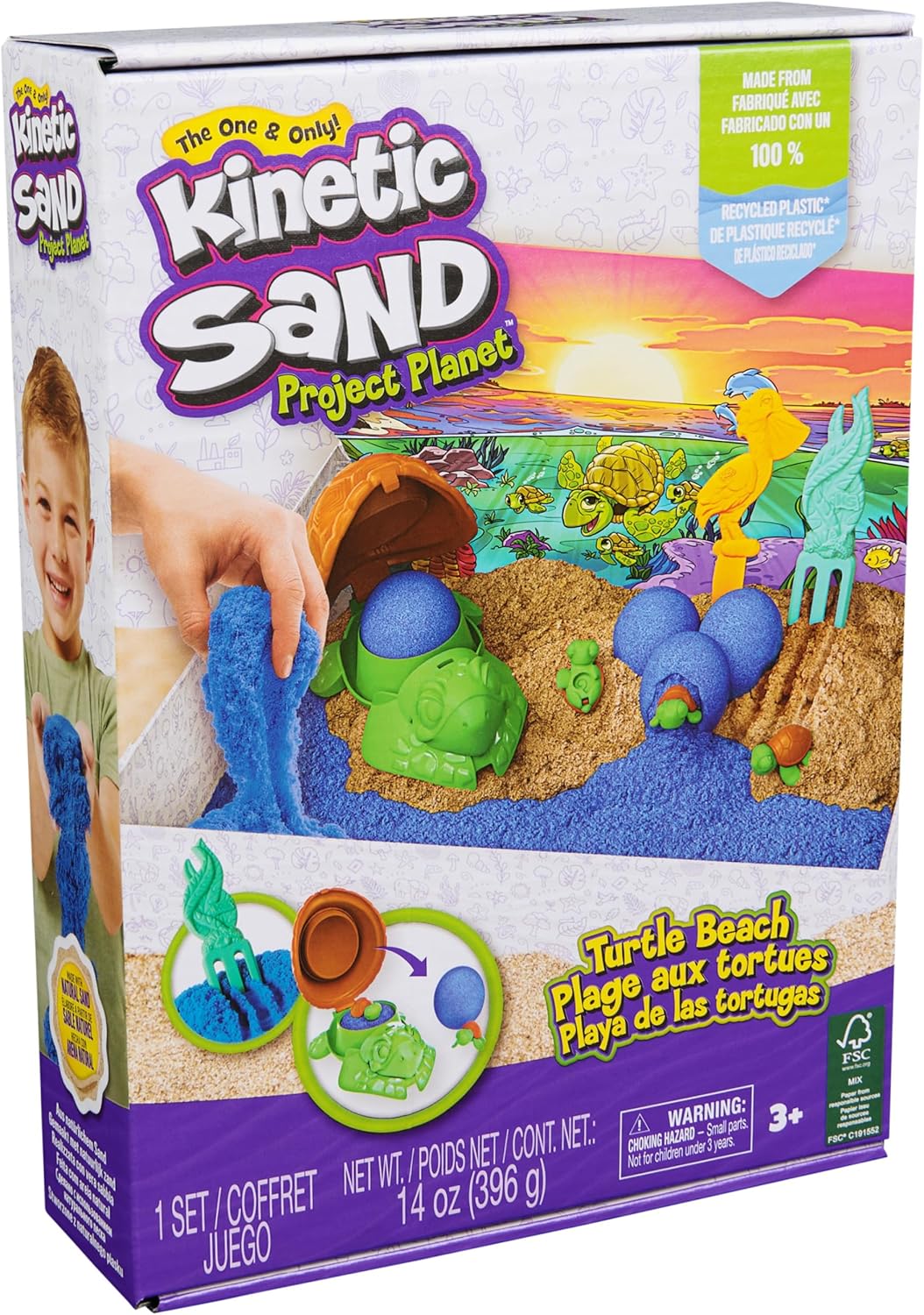 Kinetic Sand, Project Planet Turtle Beach with 396g Play Sand, Tools & Molds
