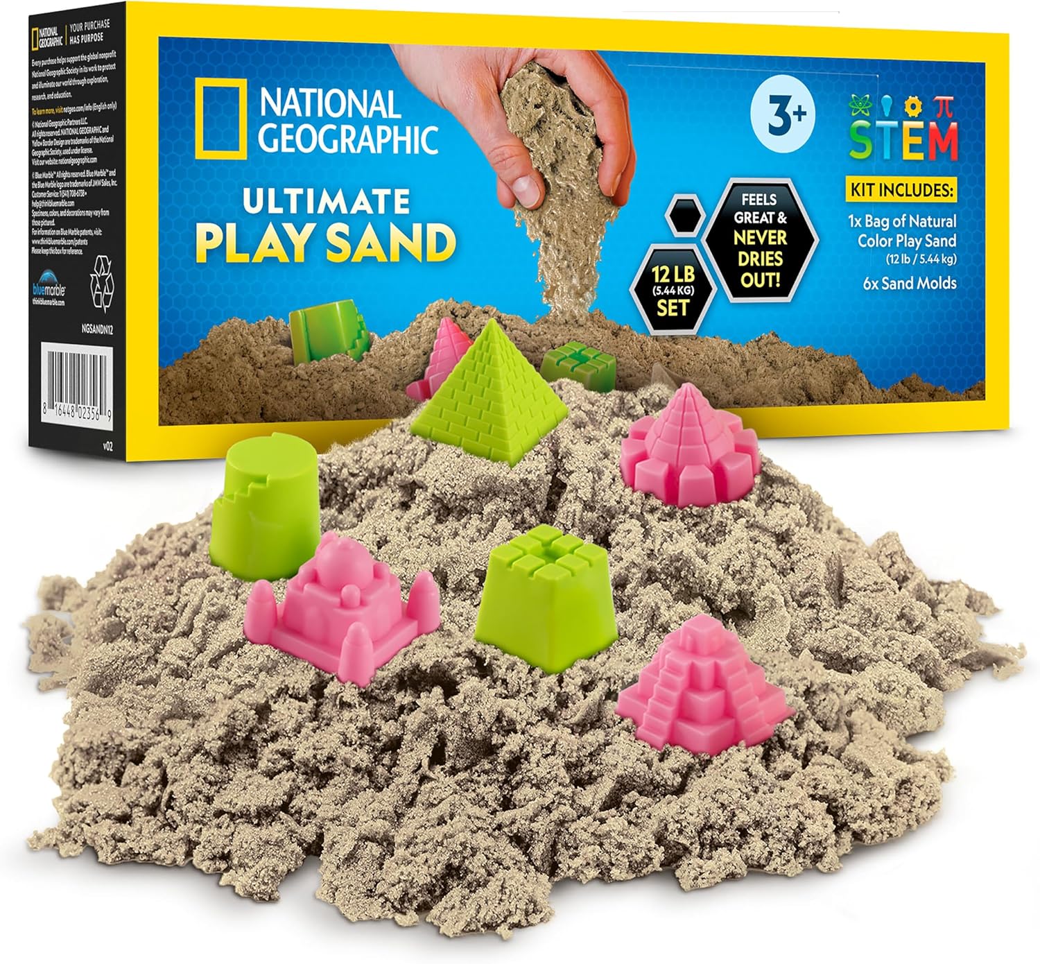 National Geographic Moon Sand - 5.44 kg with Castle Molds (Natural)