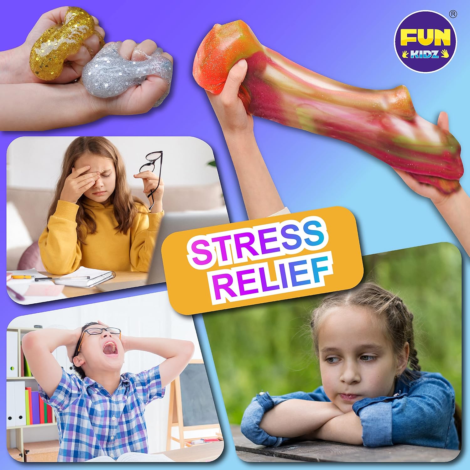 FunKidz Jumbo Slime Kit | 33 Tassen vorgefertigtes Slime-Set | Weich, wolkenfarben, klar, butterfarben, glitzernd und im Dunkeln leuchtend | Ungiftiges DIY-Set für Kinder im Alter von 4–12 Jahren | Partygeschenke und Geschenkbox