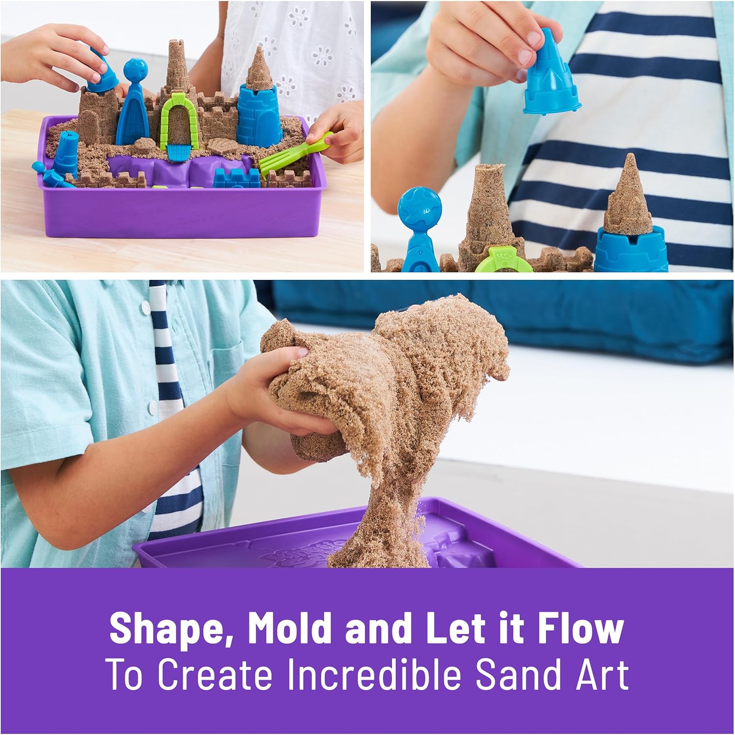 Kinetic Sand, Deluxe Beach Castle Playset with 1.13 kg Play Sand, Tools & Molds