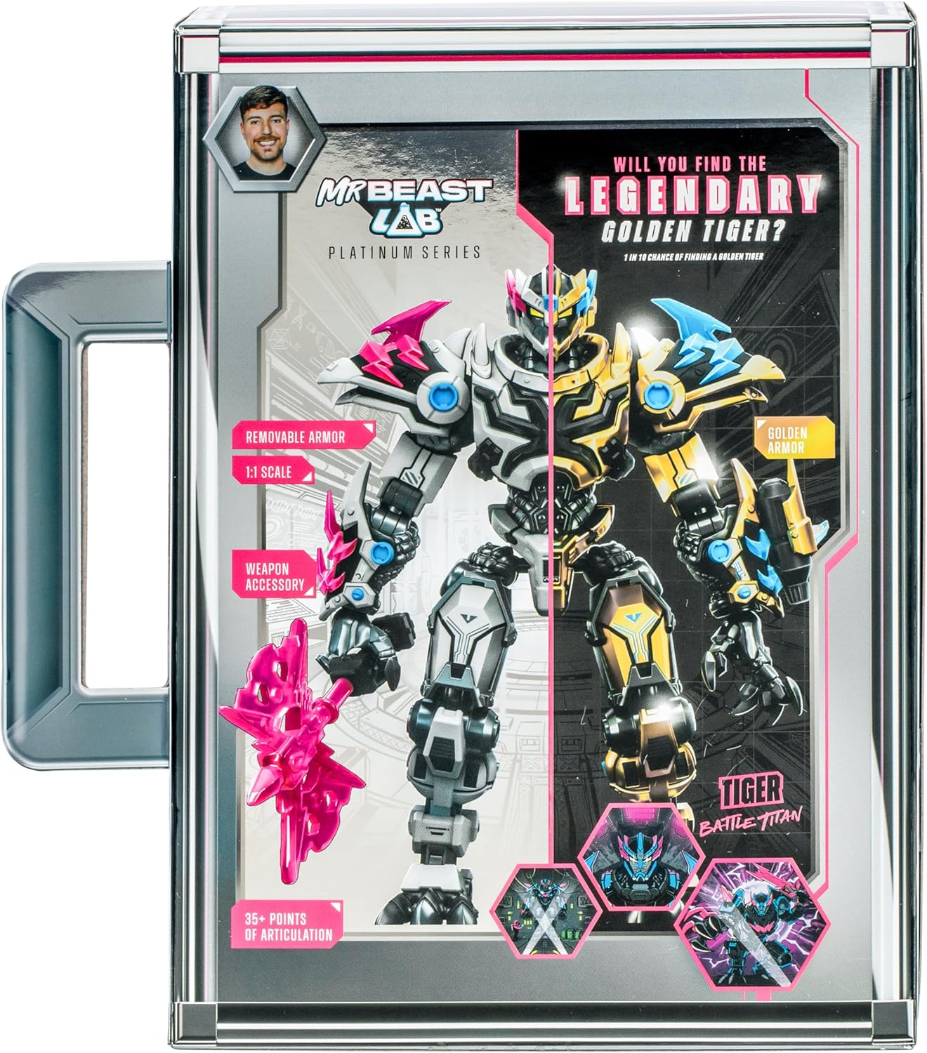 MrBeast Lab – Figura da collezione Tiger Battle Titan della serie Platinum