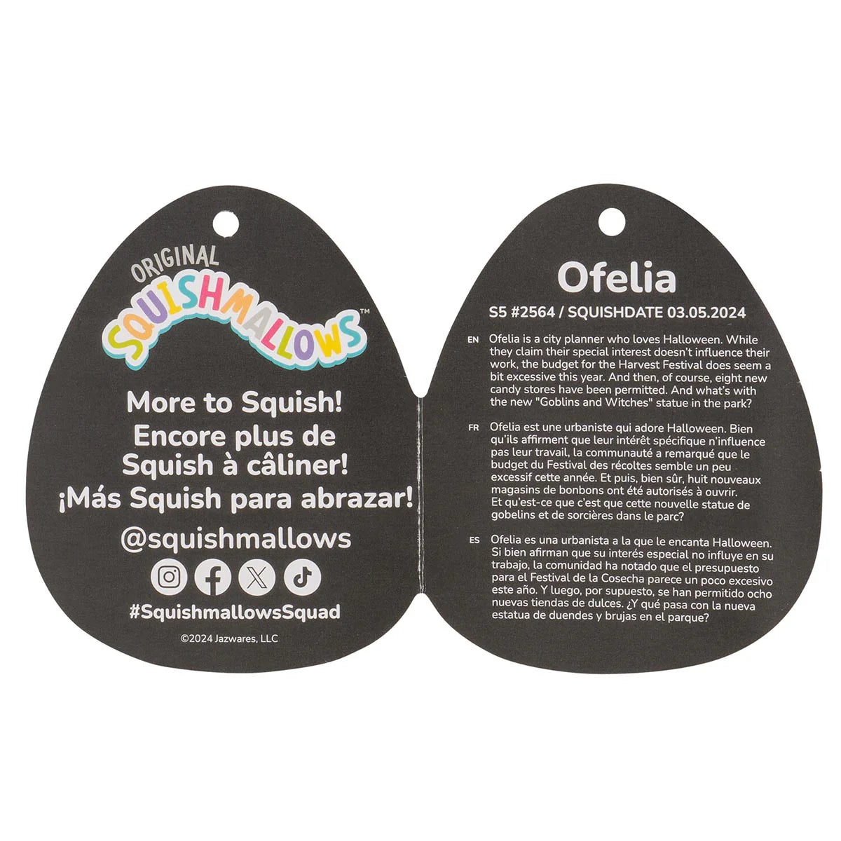 Squishmallows Halloween Ofelia il clown gotico rosso e nero