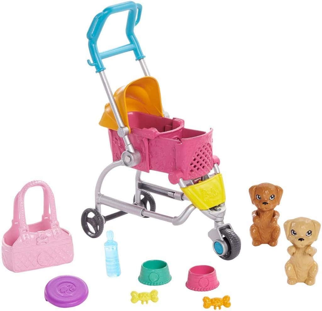 Barbie Dogwalking Doll & Accessories – Stroll & Play Pups Playset