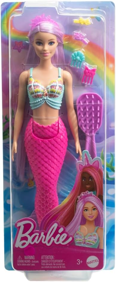 Barbie Mermaid Doll With 18 cm Long Pastel Pink Hair