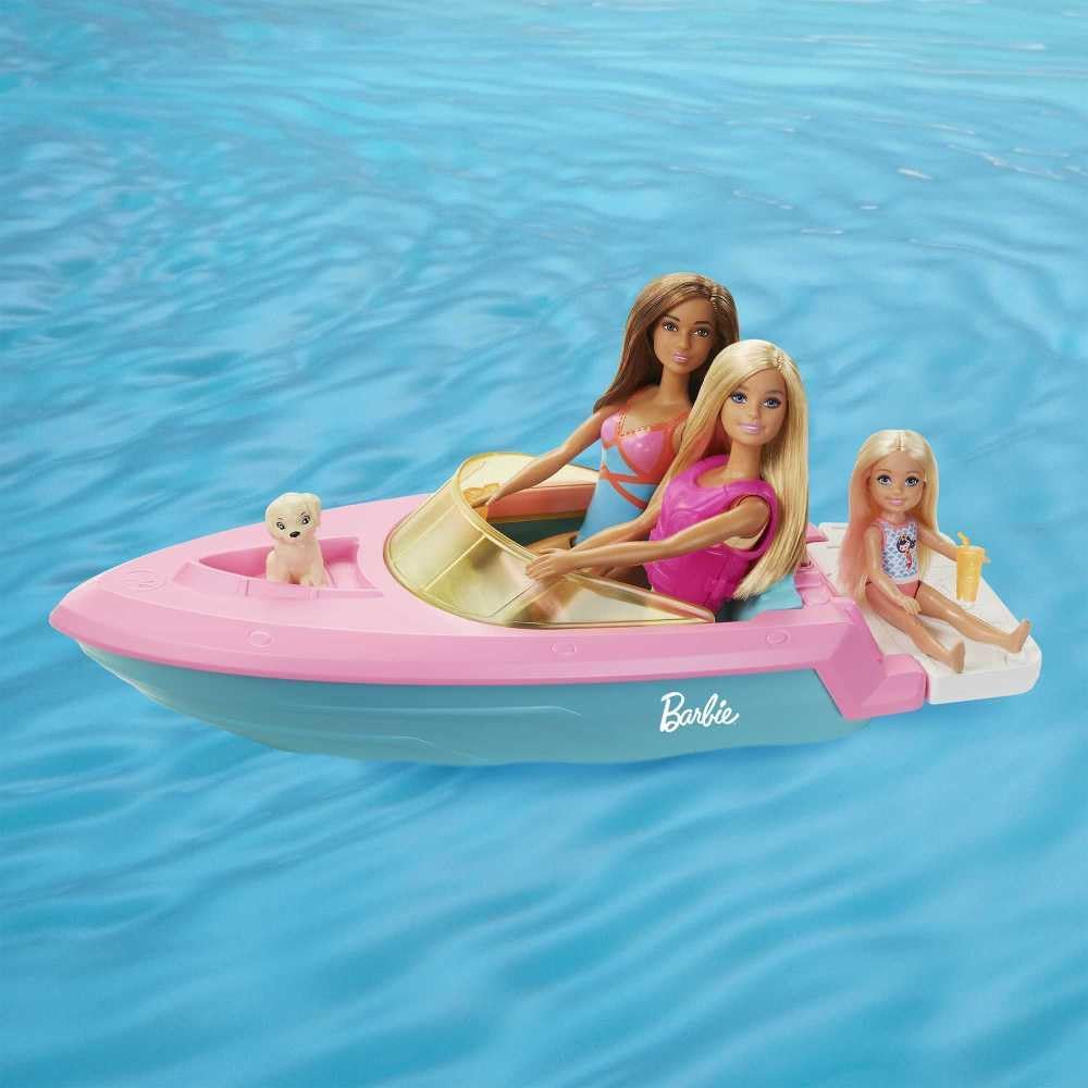 Barbie Doll and Boat Playset with Puppy & Accessories | Floating Speedboat Toy for Kids Ages 3–7