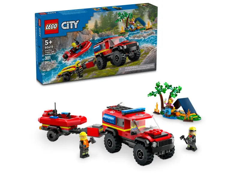 LEGO City 4x4 Fire Truck with Rescue Boat (60412)