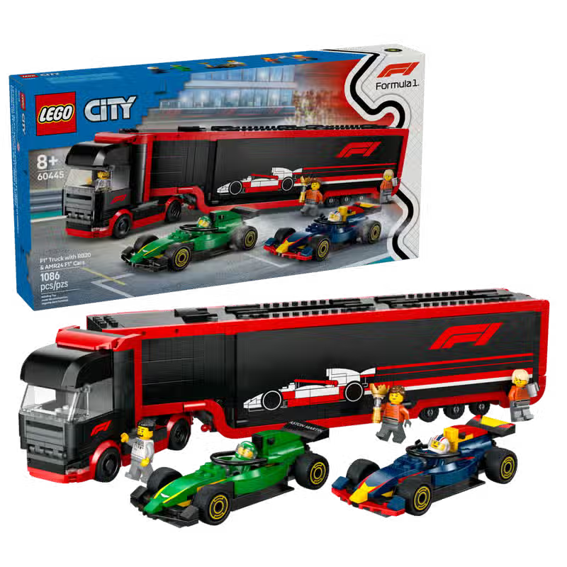 LEGO City F1 Truck with RB20 and AMR24 Cars (60490)
