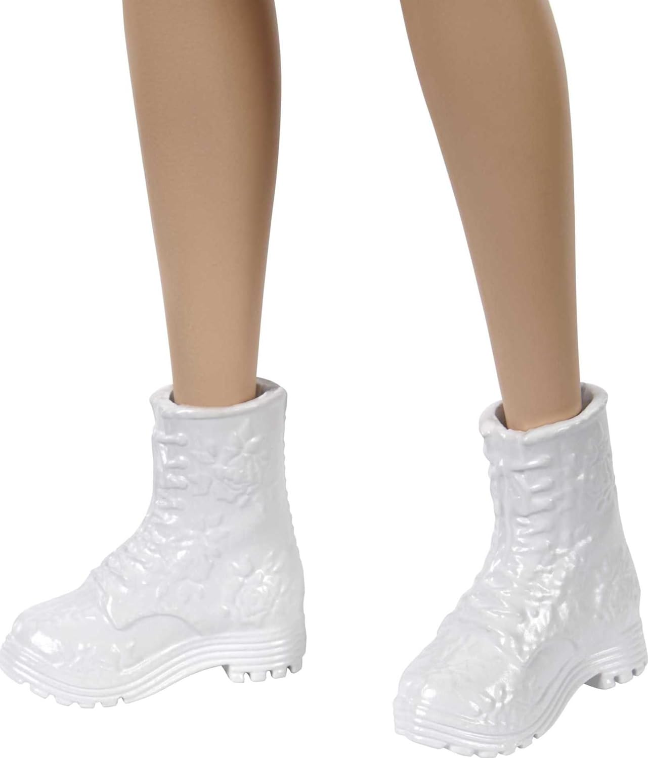 Barbie Fashionistas Doll with Long Brunette Hair Wearing Patterned Orange Dress, White Shoes & Yellow Choker