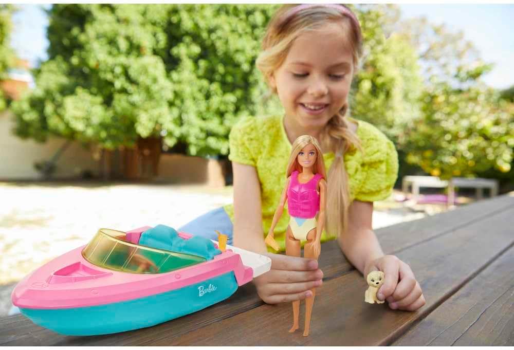 Barbie Doll and Boat Playset with Puppy & Accessories | Floating Speedboat Toy for Kids Ages 3–7