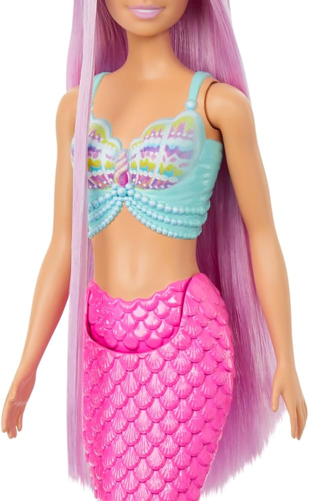 Barbie Mermaid Doll With 18 cm Long Pastel Pink Hair