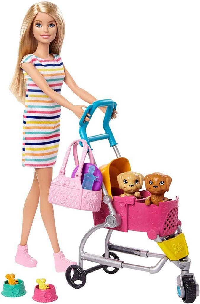Barbie Dogwalking Doll & Accessories – Stroll & Play Pups Playset