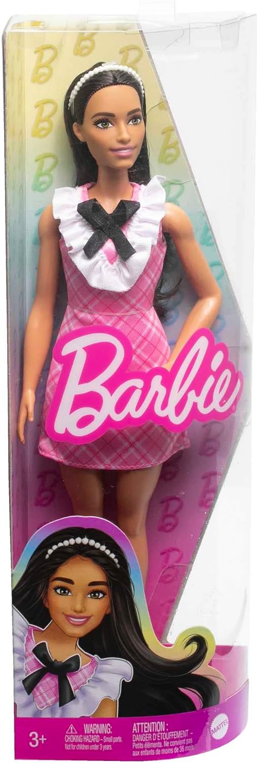 Barbie Fashionistas Doll in a Pink Plaid Dress with Black Bow