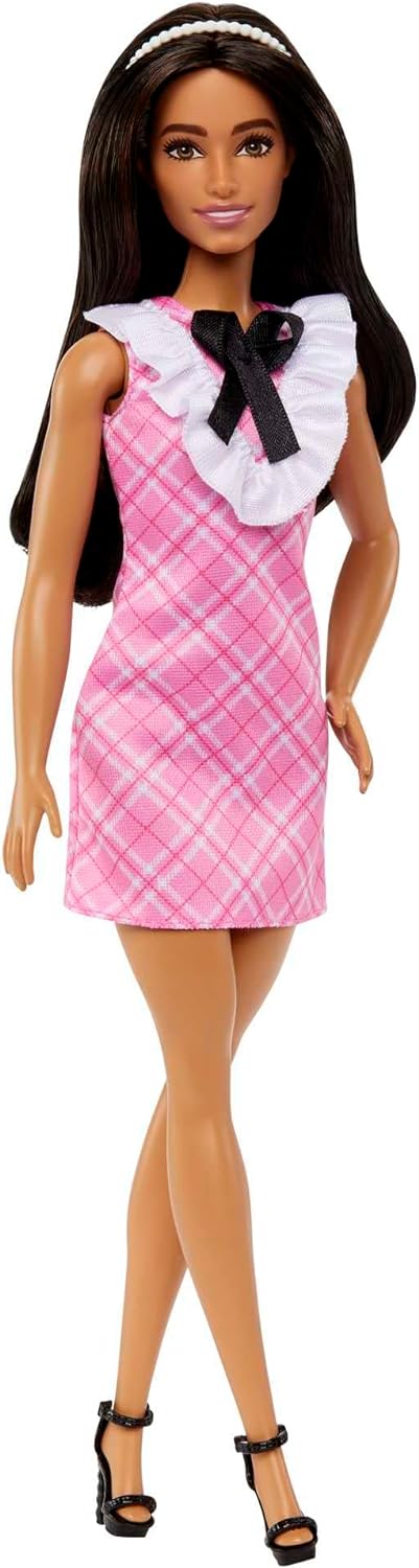 Barbie Fashionistas Doll in a Pink Plaid Dress with Black Bow
