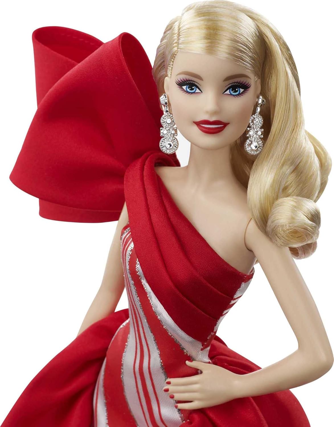 Barbie Signature – 2019 Holiday Barbie Doll in Stunning Red and White Grown with a Festive Holyday Print and Silvery Sparkle Details