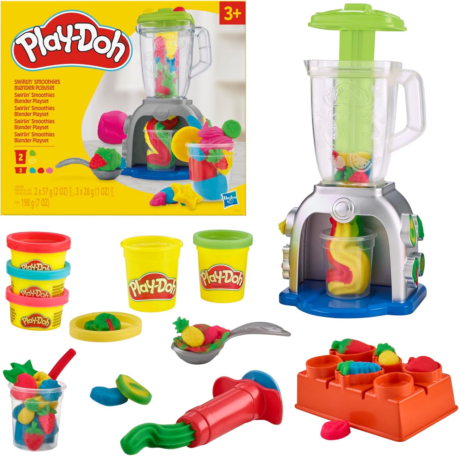 Play-Doh Swirlin' Smoothies Mélangeur de jouets | Ensemble de cuisine de jeu pour enfants avec 5 couleurs | 3 ans et plus