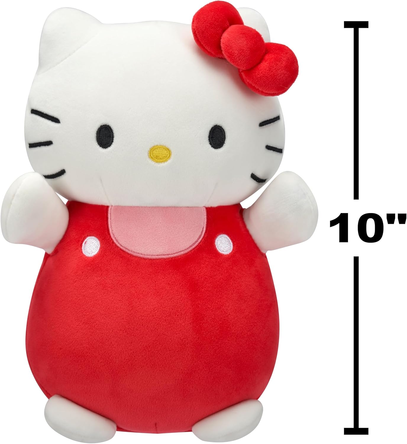 Squishmallows Hello Kitty and Friends Hello Kitty in Red and Pink Overalls