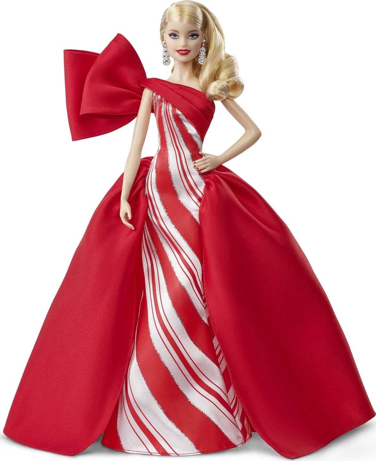Barbie Signature – 2019 Holiday Barbie Doll in Stunning Red and White Grown with a Festive Holyday Print and Silvery Sparkle Details