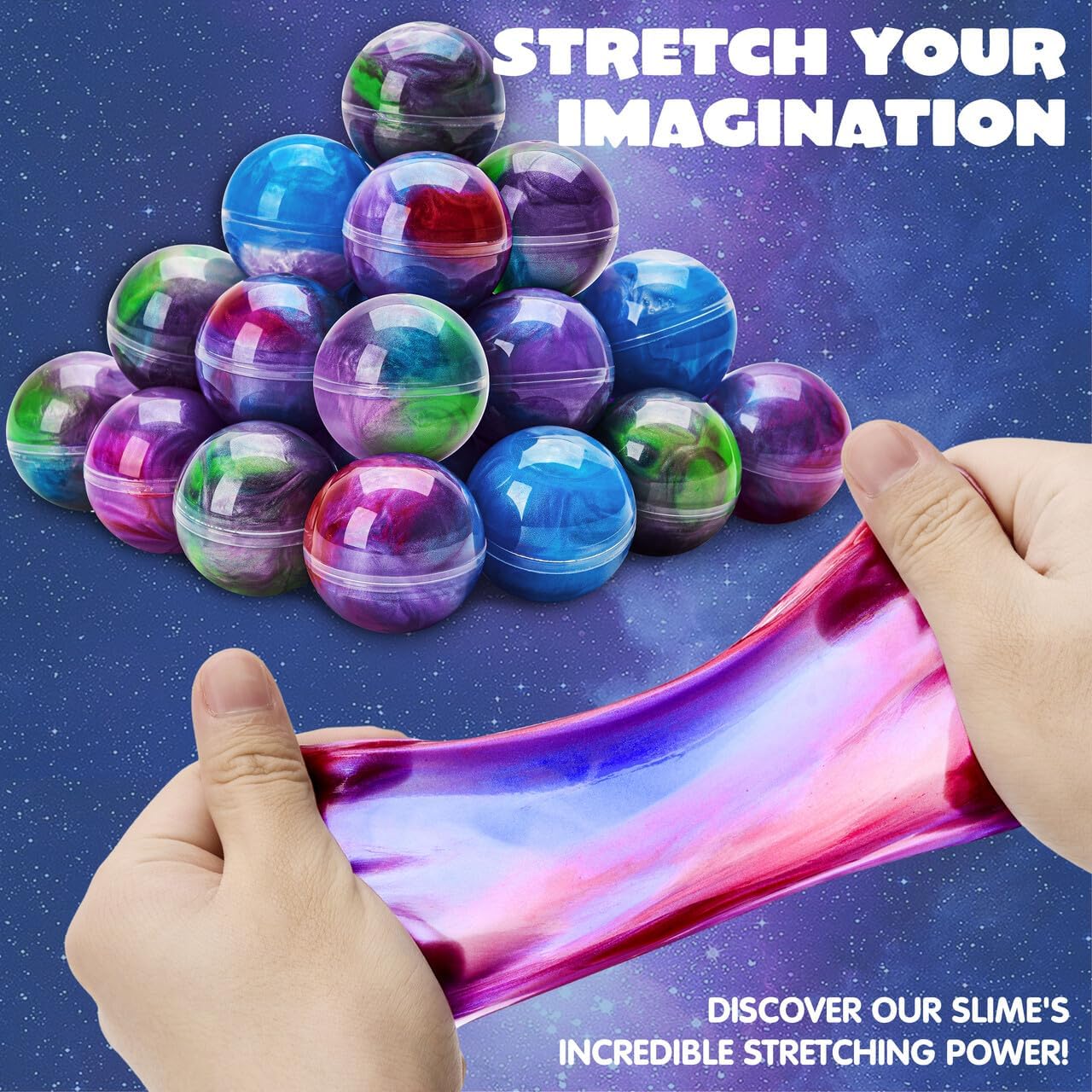 JOYIN Galaxy Slime Party Favors | 24-Pack Stretchy Slime Balls | Non-Sticky, Mess-Free, Safe Sensory Toys for Kids | Perfect Party Supplies & Classroom Rewards
