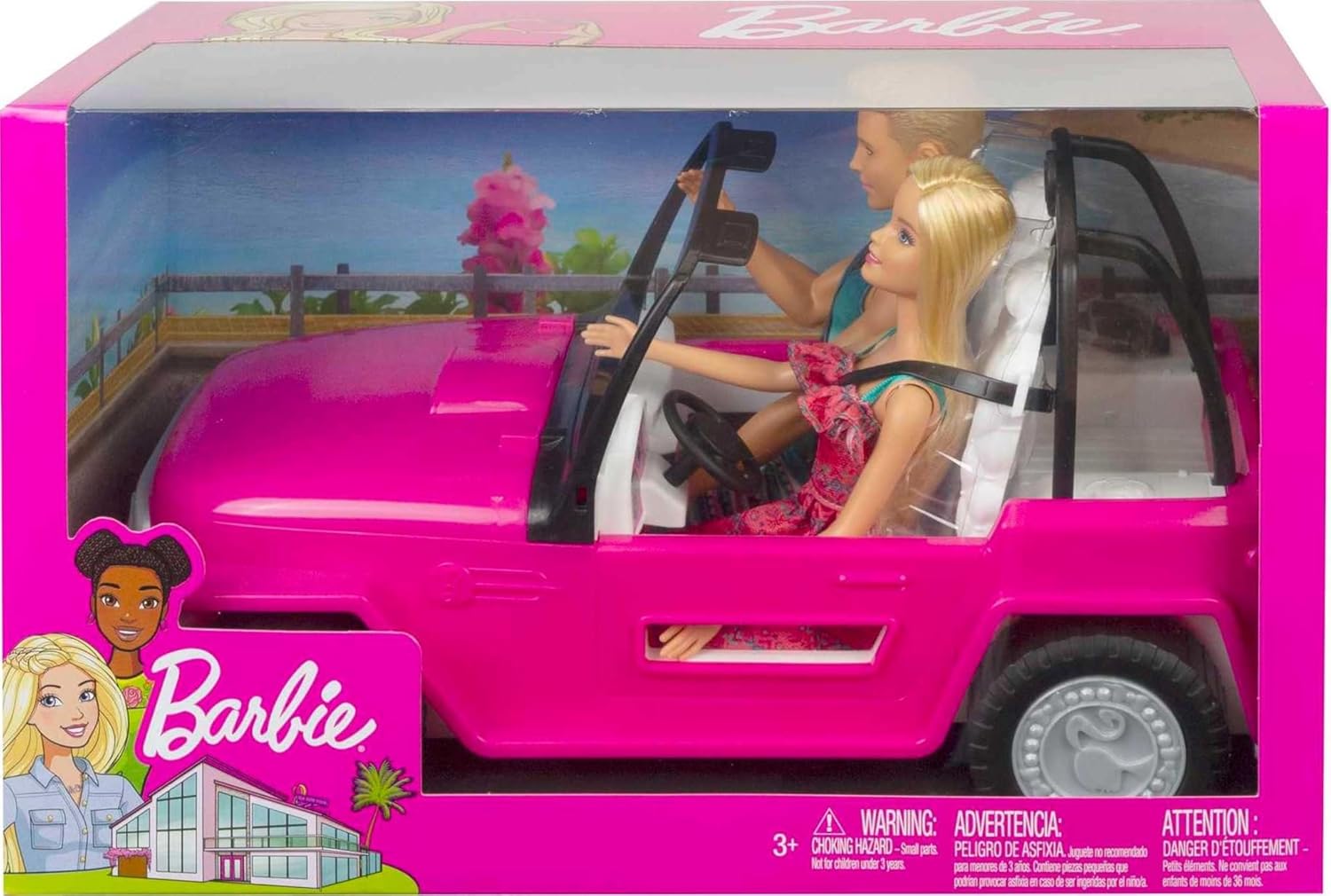Barbie Car Beach Cruiser with Barbie & Ken Dolls | 2-Seater Convertible | Ages 3+
