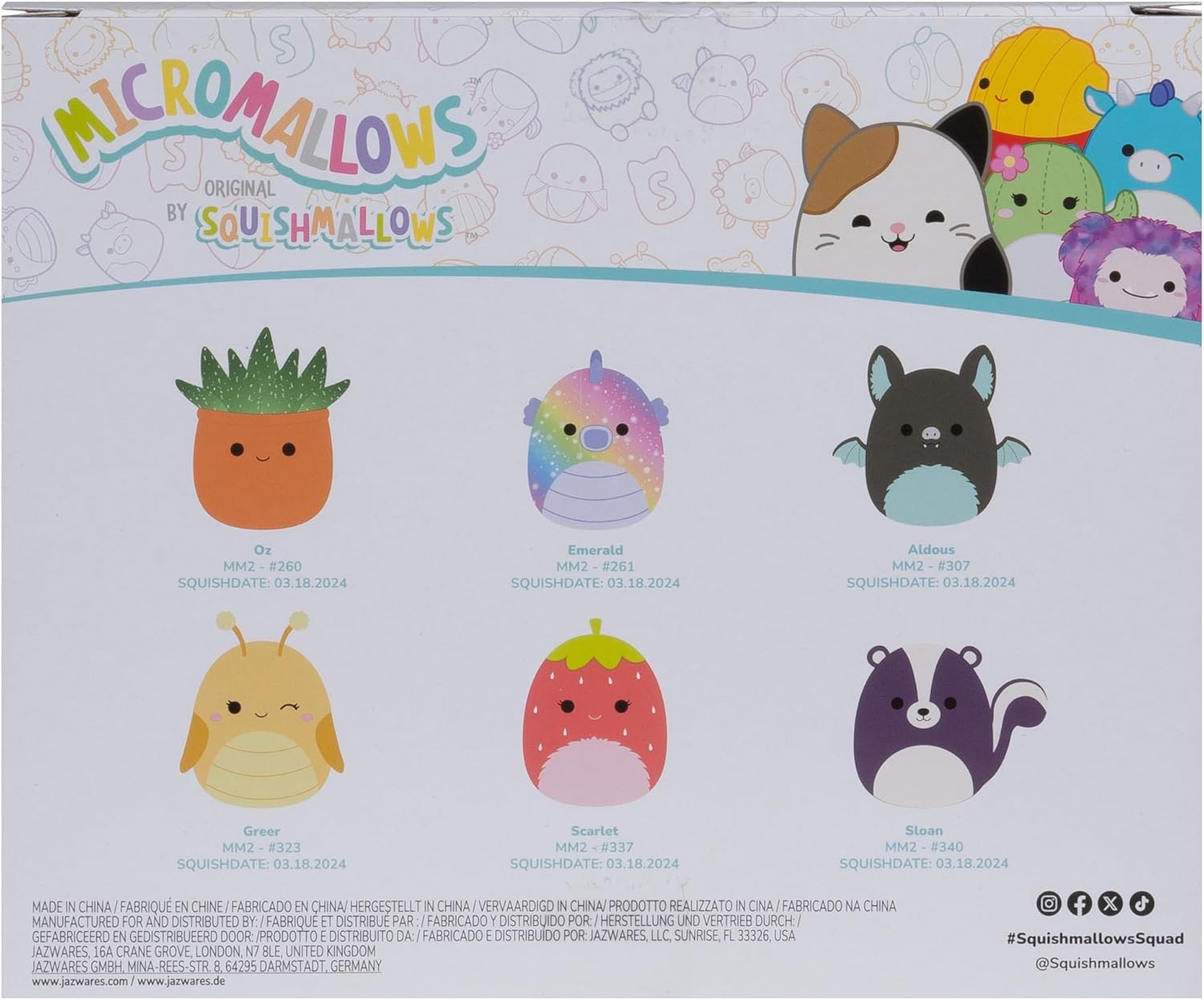 Squishmallows Micromallows Plush 6-Pack (Myrna, Henley, Anjara, Carlos, Joelle, Poplina)