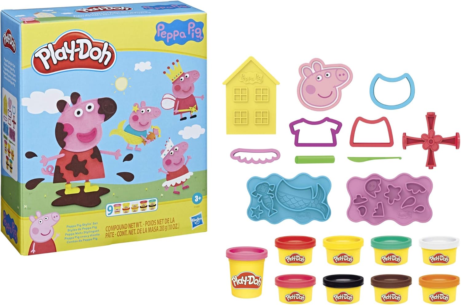 Play-Doh Peppa Pig Stylin’ Set | Peppa Pig Playset with 9 Cans & 11 Tools | Arts & Crafts Toy for Kids Ages 3+
