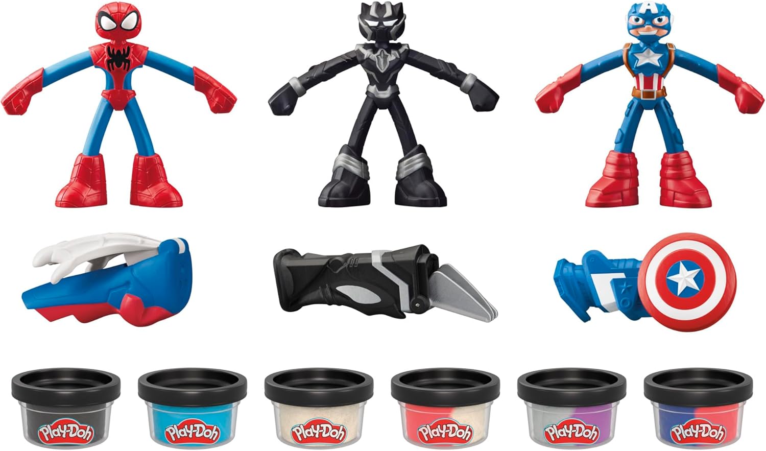 Play-Doh Marvel Hero Adventure Playset | Captain America, Black Panther & Spider-Man Figures | Kids Ages 4+