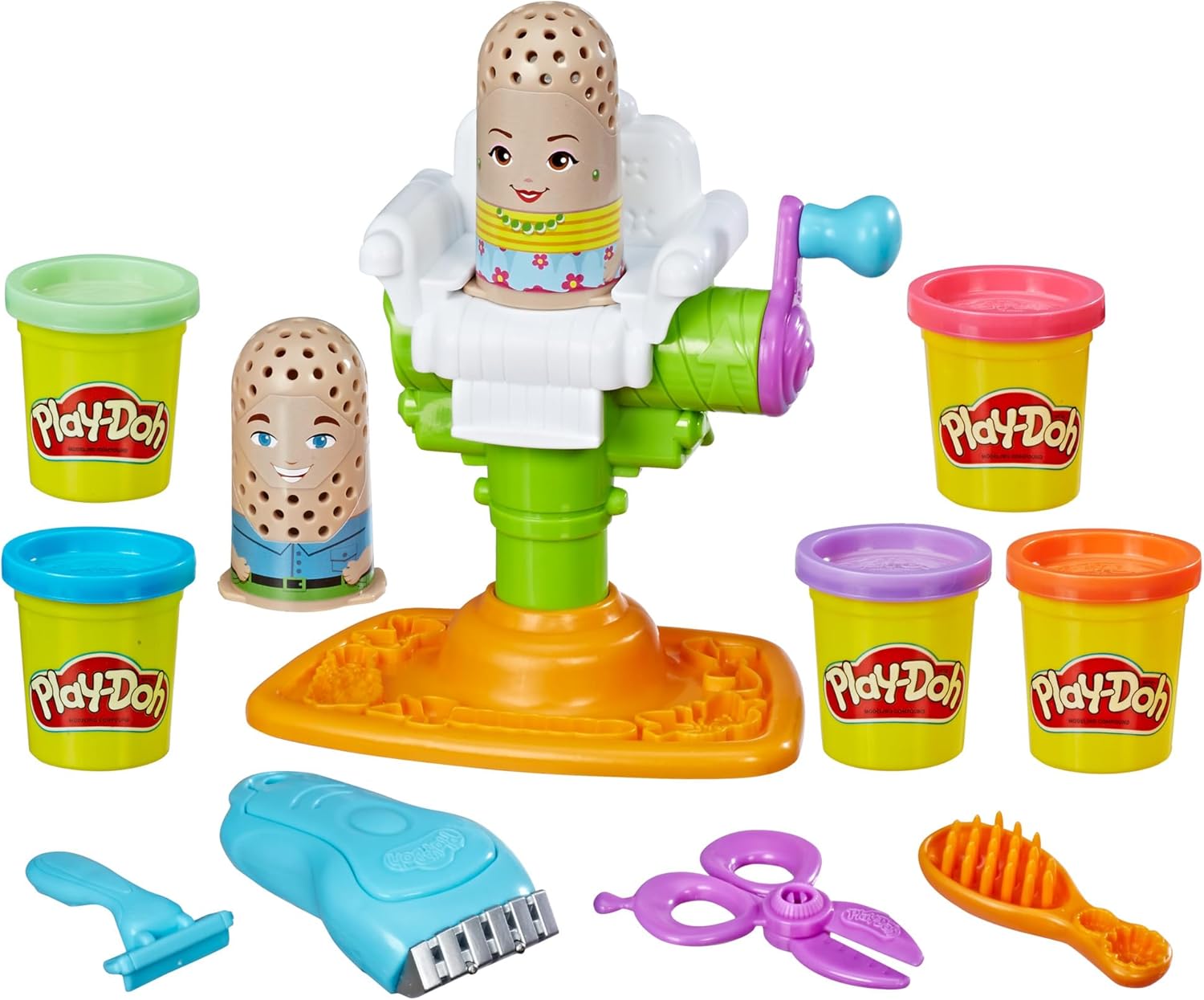 Play-Doh Buzz ’n Cut Fuzzy Pumper Barber Shop Set | Electric Buzzer & 5 Colors | Ages 3+