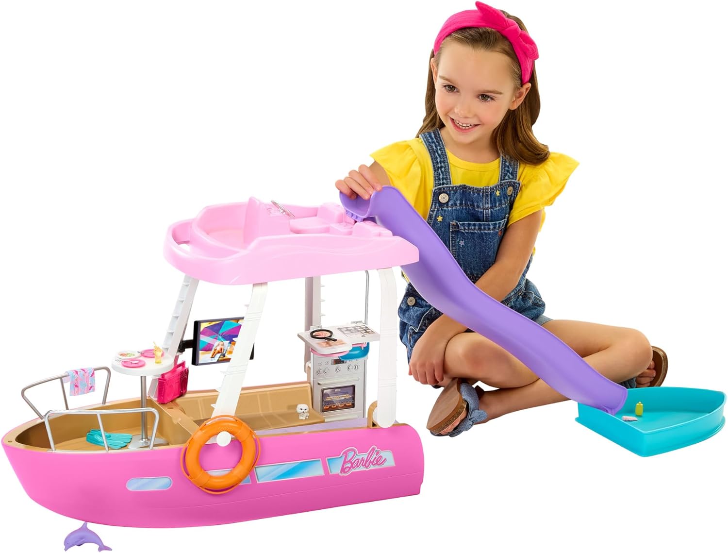 Barbie Dream Boat Playset | 20+ Ocean-Themed Accessories | Pool, Slide & Dolphin | Ages 3+