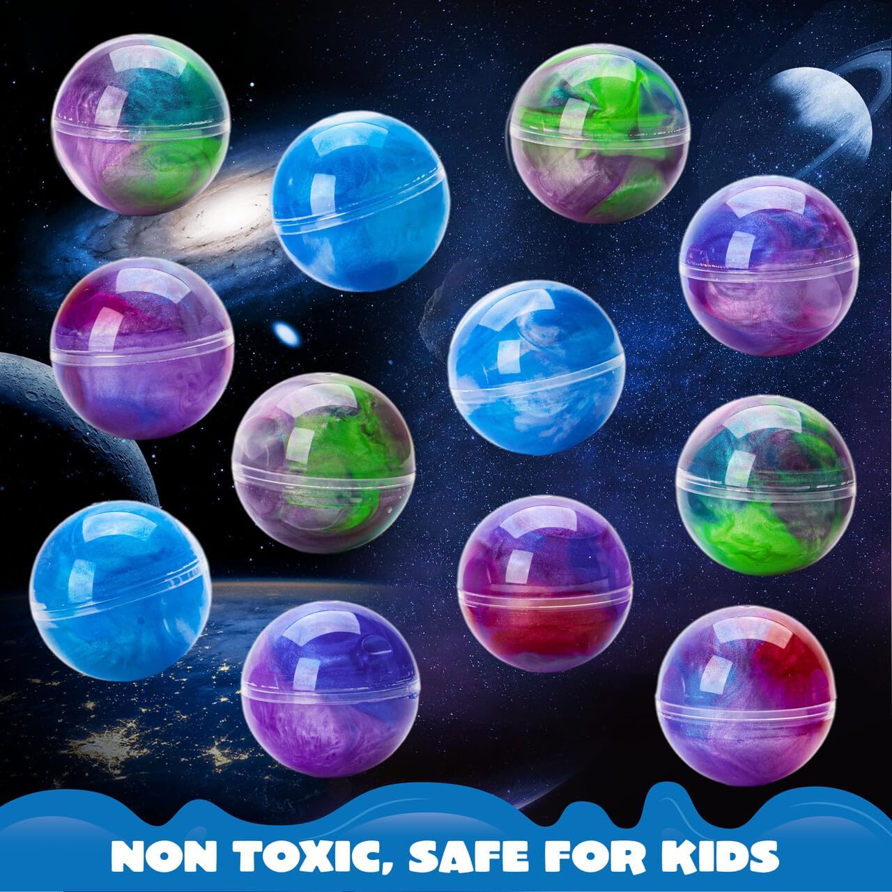 JOYIN Galaxy Slime Party Favors | 24-Pack Stretchy Slime Balls | Non-Sticky, Mess-Free, Safe Sensory Toys for Kids | Perfect Party Supplies & Classroom Rewards